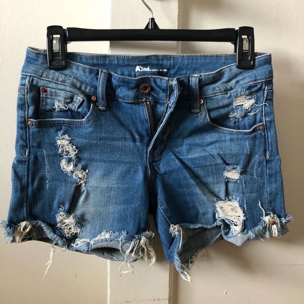 Distressed Blue Denim Jean Shorts for Women